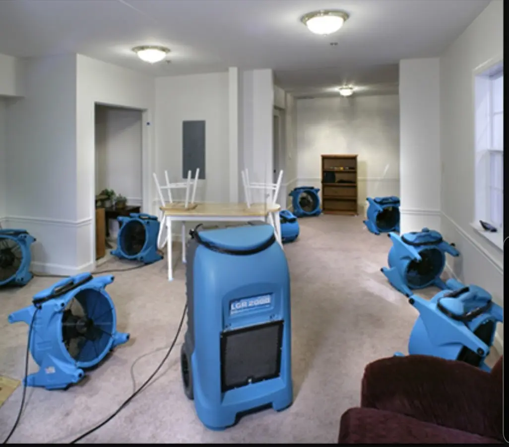 Air movers and dehumidifier setup for Water Extraction & Removal in Anderson